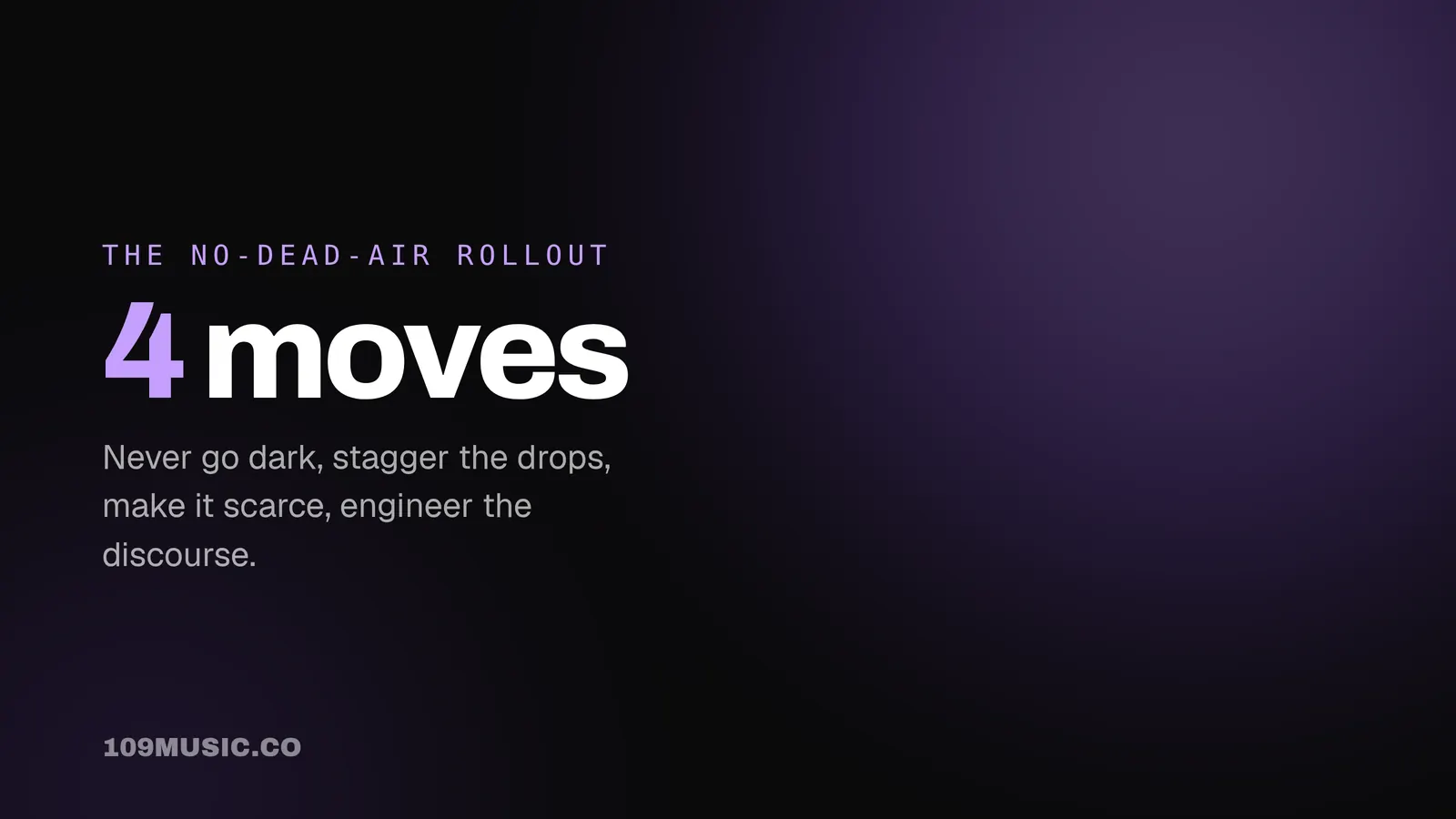 A rollout calendar with no empty weeks, set as a typographic statement